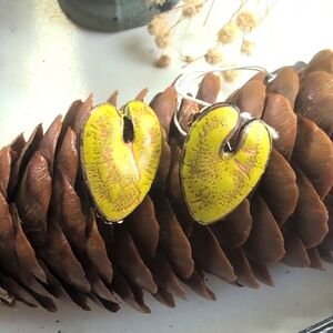 Yellow - Green Anthurium Leaf‎ Earrings